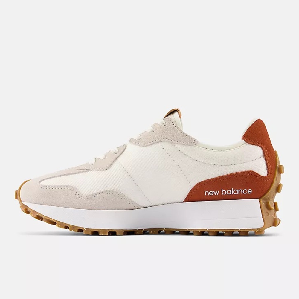 NEW | NEW BALANCE 327 White, Beige & Brown Retro Runner Sneakers 9.5 - Picture 2 of 16